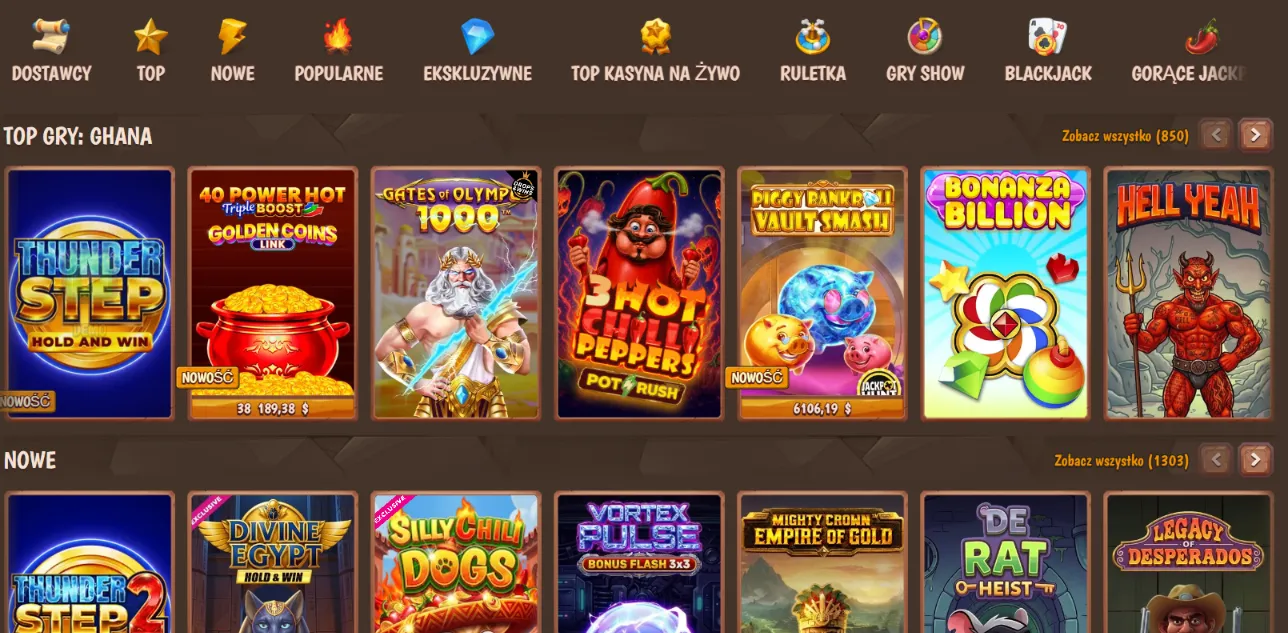 Katalog gier i slotów online w Stone Vegas
