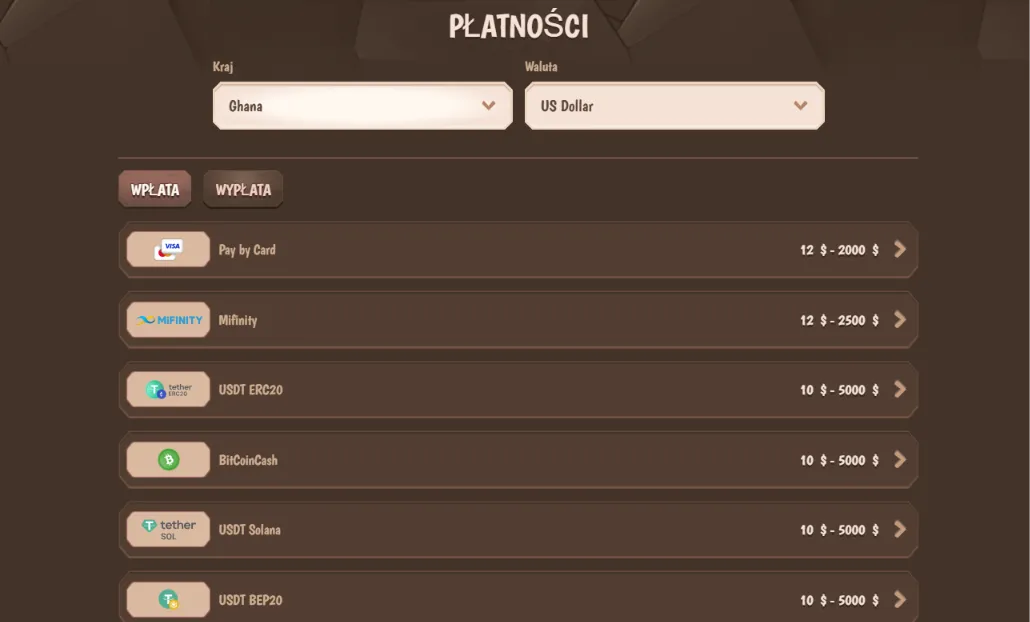 Metody płatności i wypłaty